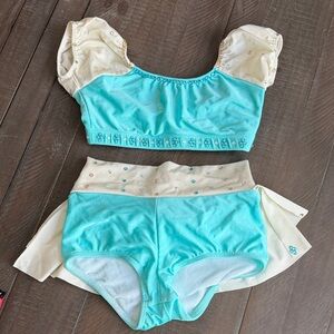 Aqua and Cream custom Dance Costume child small